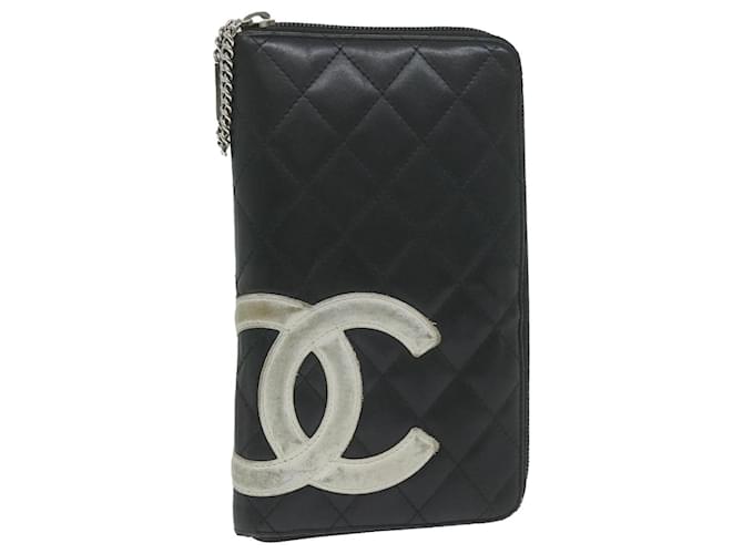 CHANEL Cambon Line Long Wallet Leather Black CC Auth ep2604  ref.1190944