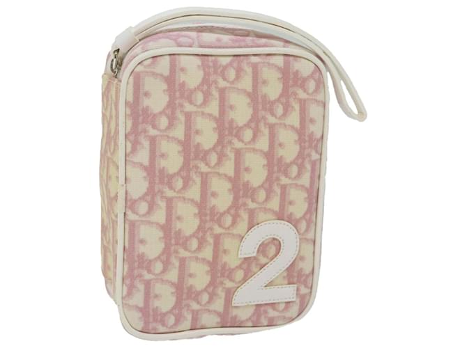Christian Dior Trotter Canvas Pouch Pink Auth bs10827  ref.1191004
