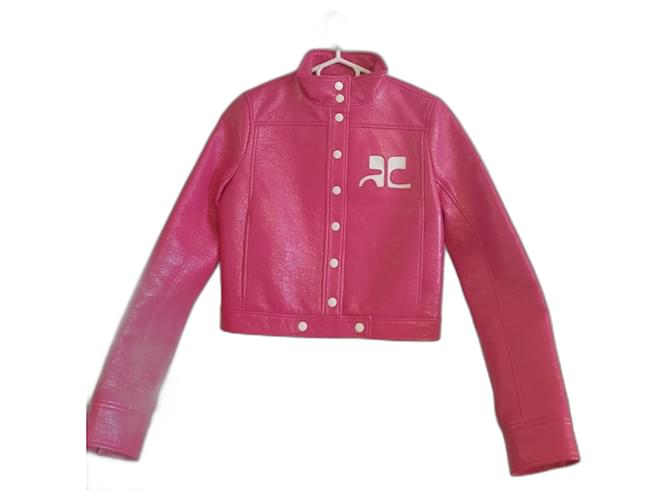 Courreges iconic windbreaker jacket Fuschia Cotton Polyurethane  ref.1191045