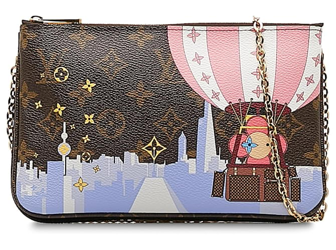 Louis Vuitton Pochette con cremallera y monograma marrón forrado Illustre Vivienne Shanghai Castaño Lienzo  ref.1191292