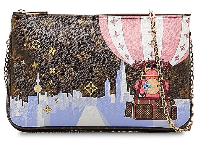Louis Vuitton Brown Monogram Double Zip Pochette Illustre Vivienne Shanghai