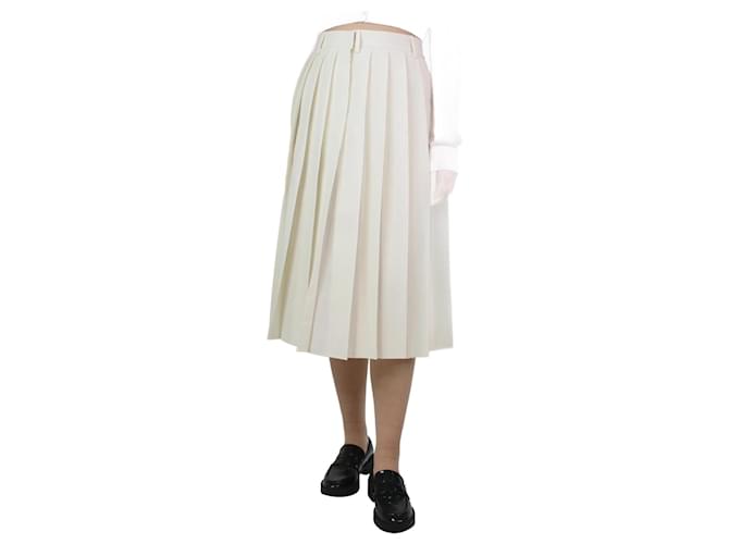 Prada Cream pleated midi skirt - size UK 10 Mohair  ref.1191339
