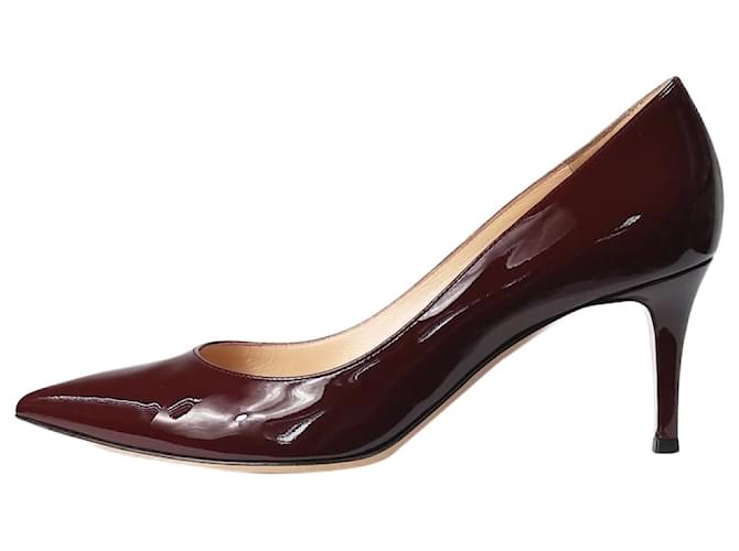 Gianvito Rossi Burgundy patent pointed toe heels - size EU 38.5 Dark red Leather  ref.1191343