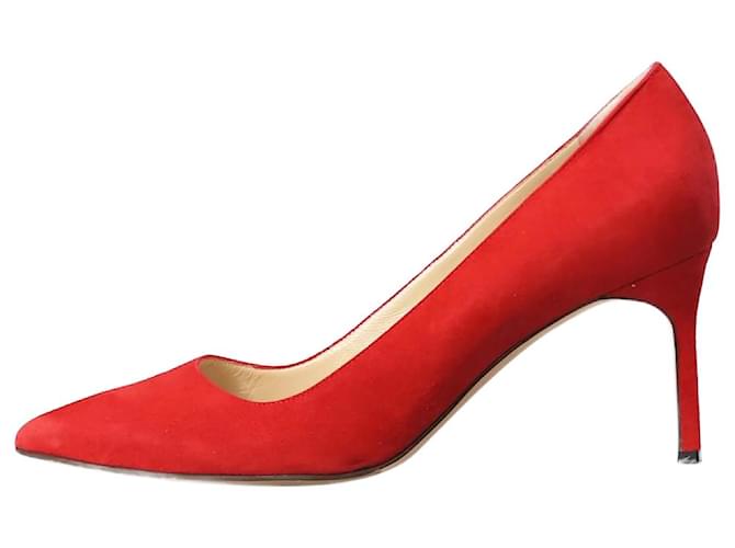 Manolo Blahnik Red suede pointed toe heels - size EU 38.5  ref.1191352
