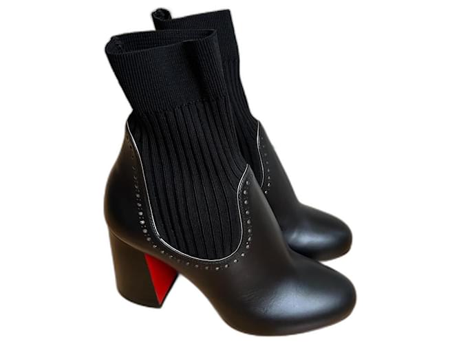 Christian Louboutin Stivaletti Sockies Nero Pelle  ref.1191380