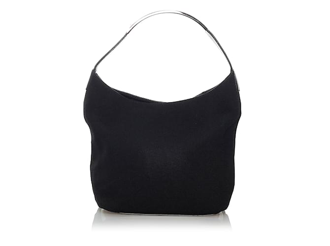 Black Gucci Canvas Handbag Bag Leather  ref.1191383