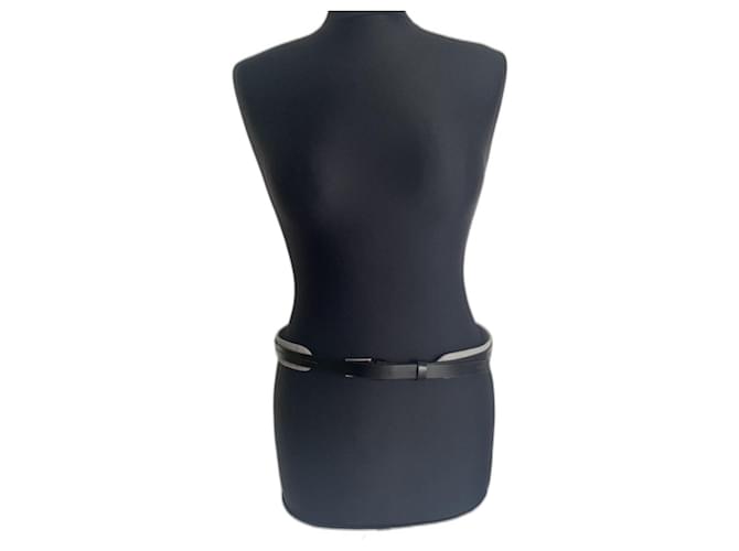 Dior Belts Black Grey Leather Cloth  ref.1191396