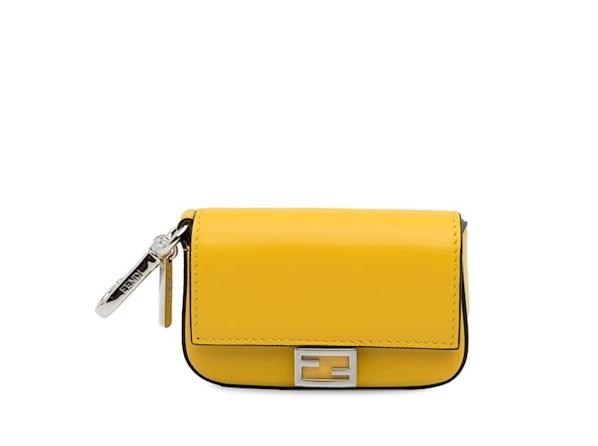 Yellow Fendi Nano Baguette Clutch Bag Leather  ref.1191438