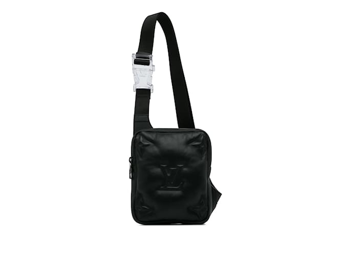 Black Louis Vuitton Monogram A4 Lambskin Puffer Asymmetrical Sling Bag Leather  ref.1191451