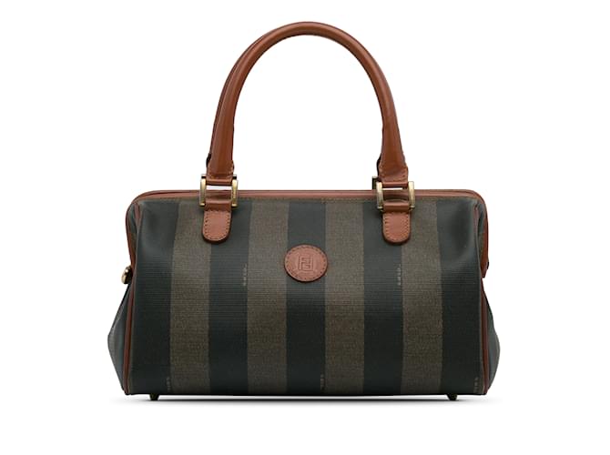 Braune Fendi Pequin Boston Tasche Leder  ref.1191458