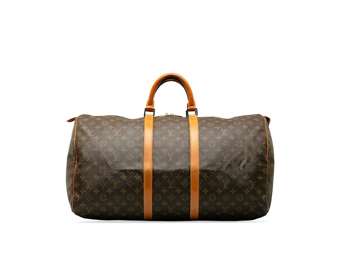 Brown Louis Vuitton Monogram Keepall 55 Travel bag Leather  ref.1191463