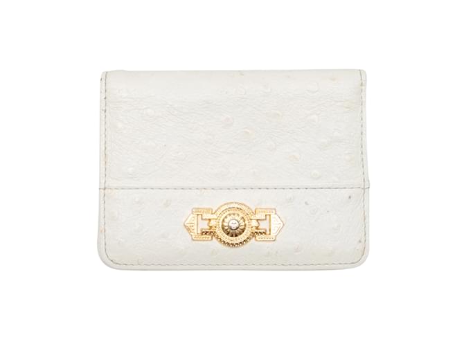 Vintage White Gianni Versace Ostrich Leather Wallet  ref.1191472