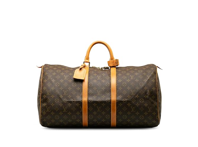 Brown Louis Vuitton Monogram Keepall 55 Travel bag Leather  ref.1191479