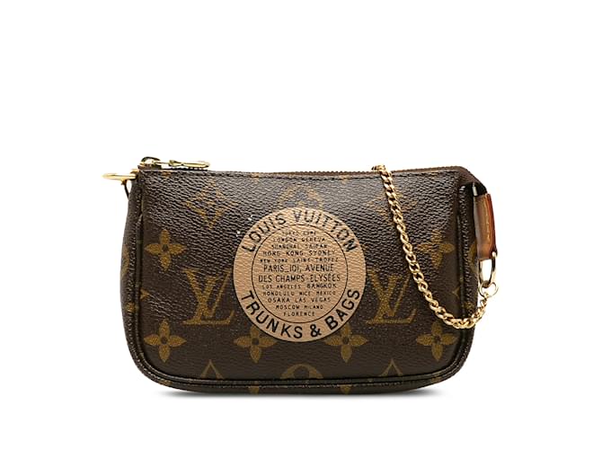 Brown Louis Vuitton Monogram Trunks and Bags Mini Pochette Accessoires Crossbody Bag Cloth  ref.1191486