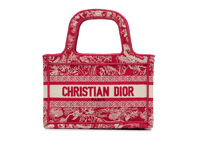 Mini borsa per libri ricamata rossa Dior Rosso Tela  ref.1191490