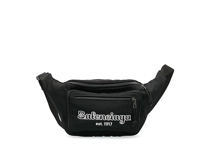Black Balenciaga Nylon Explorer Belt Bag Cloth  ref.1191552