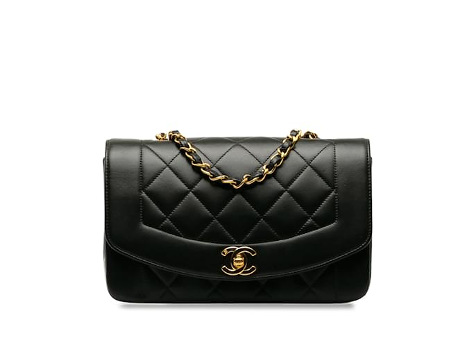 Black Chanel Small Lambskin Diana Crossbody Bag Leather  ref.1191555