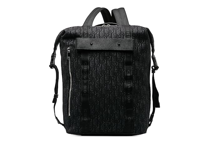 Black Dior Safari Zip Oblique Canvas Backpack Cloth  ref.1191557