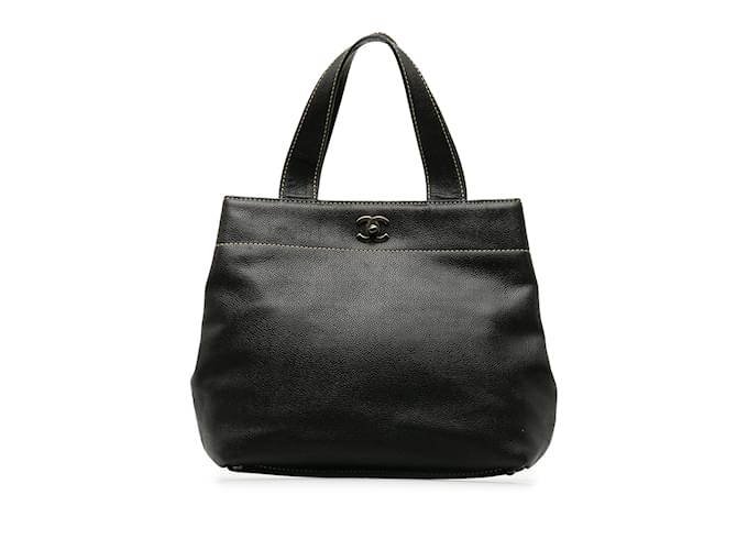 Black Chanel CC Caviar Handbag Leather  ref.1191563