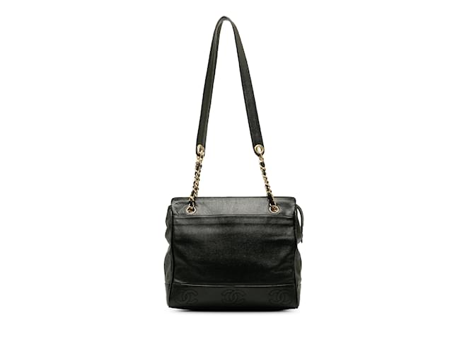 Black Chanel Triple CC Caviar Shoulder Bag Leather  ref.1191575
