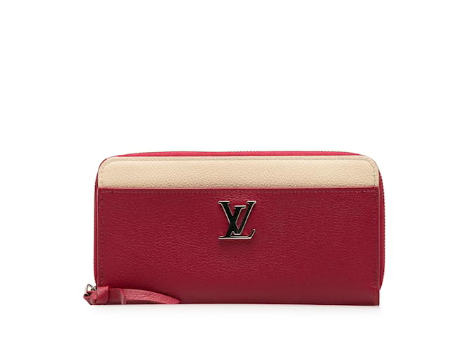 Red Louis Vuitton Lockme Zippy Wallet Leather  ref.1191614
