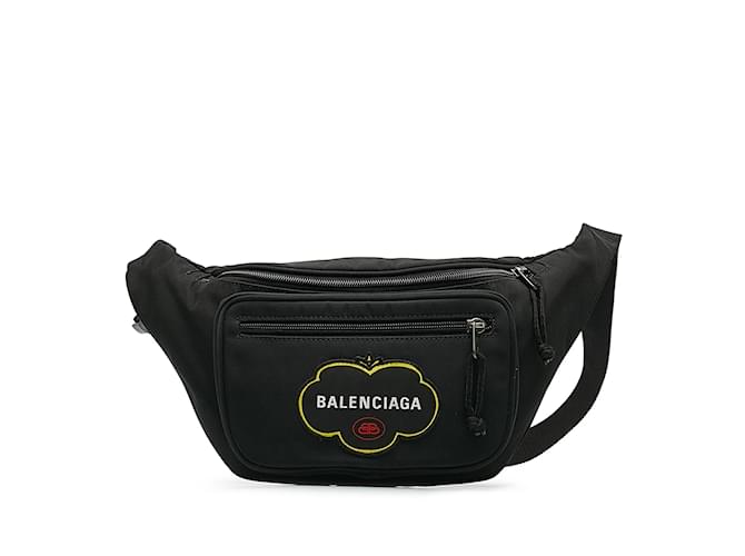 Black Balenciaga Nylon Explorer Belt Bag Cloth  ref.1191615