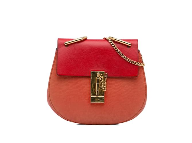 Chloé Orange Chloe Mini Bicolor Drew Crossbody Bag Leather  ref.1191644