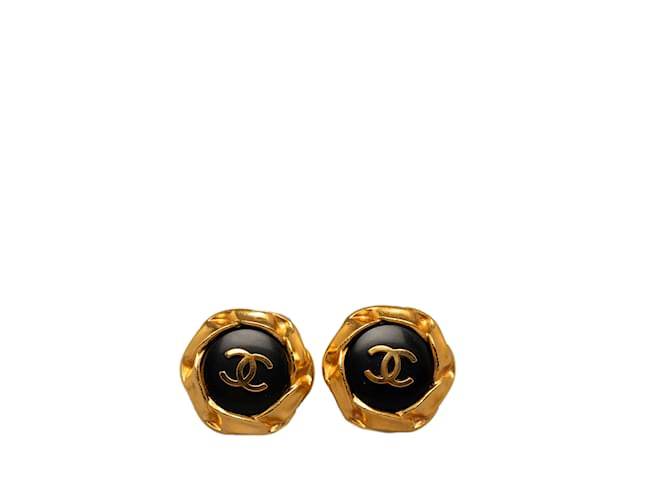 Gold Chanel CC Clip On Earrings Golden Gold-plated  ref.1191713