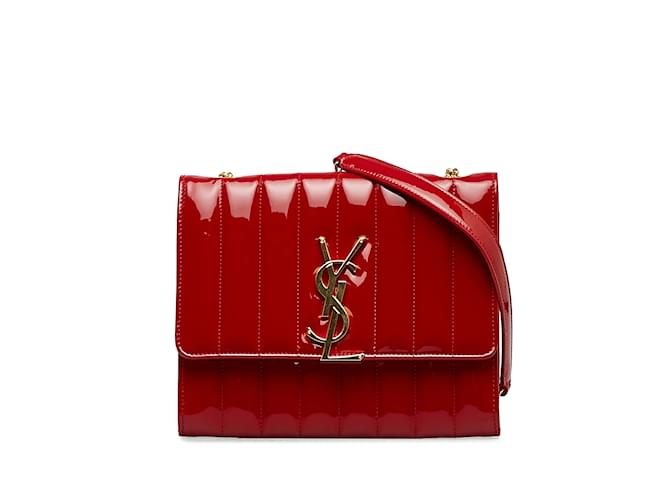 Red Saint Laurent Patent Vicky Crossbody Bag Leather  ref.1191743