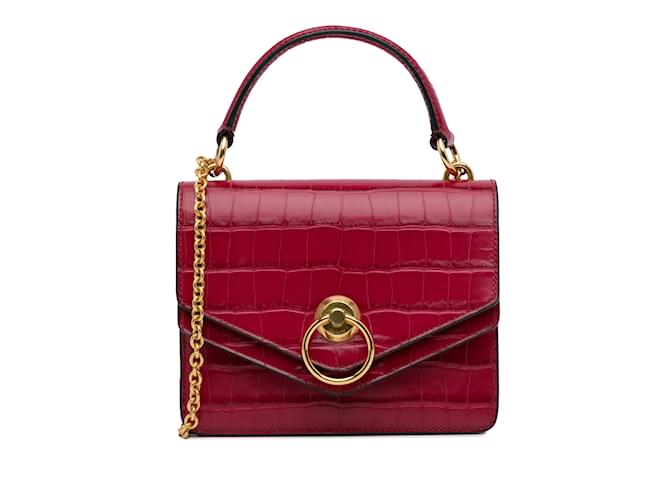 Red Mulberry Embossed Harlow Satchel Leather  ref.1191765