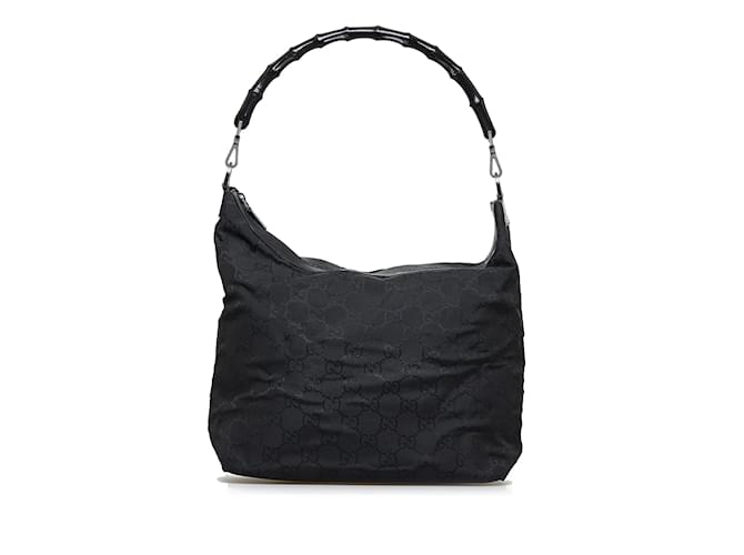 Black Gucci Bamboo GG Nylon Shoulder Bag Cloth  ref.1191774