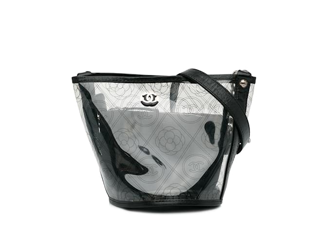 Bolsa balde Chanel camélia em PVC cinza Camelo Couro  ref.1191818