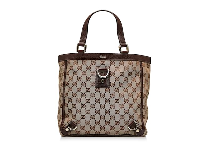 Brown Gucci GG Canvas Abbey D-Ring Handbag Leather  ref.1191865
