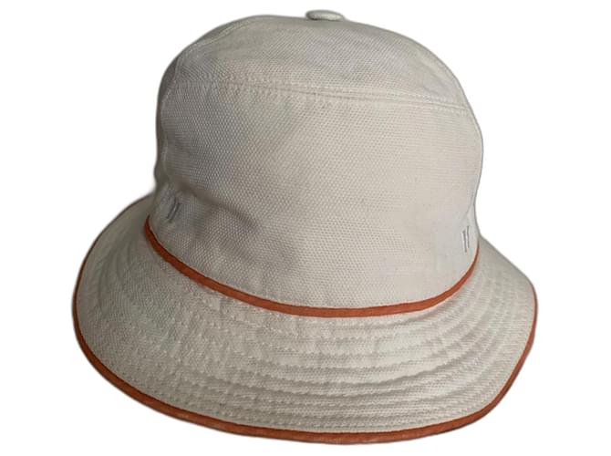 Hermès Hats White Orange Cotton  ref.1191888