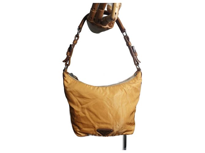 Borsa a tracolla Prada marrone in tessuto