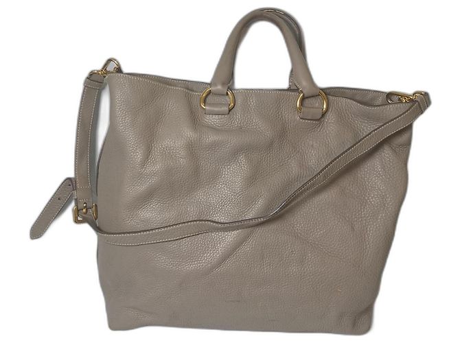 Prada Leather Shoulder Bag Grey