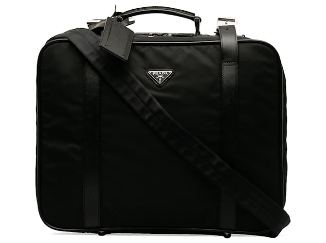 Prada Black Tessuto Travel Bag Leather Pony-style calfskin Nylon Cloth  ref.1191960