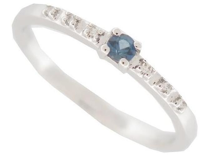 NEW MAUBOUSSIN CAPSULE OF EMOTIONS GOLD RING 18K SAPPHIRE & DIAMONDS 51 RING Silvery White gold  ref.1192011