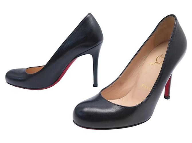 Christian Louboutin CHRISITAN LOUBOUTIN SIMPLE PUMP SHOES 100 Kid 34.5 Item 35.5 FR SHOES Black Leather  ref.1192024