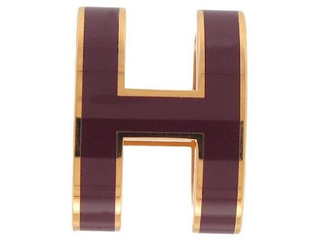 Hermès NEUF COLLIER PENDENTIF HERMES POP H LAQUE VIOLET & DORE + CHAINE PLAQUE OR 