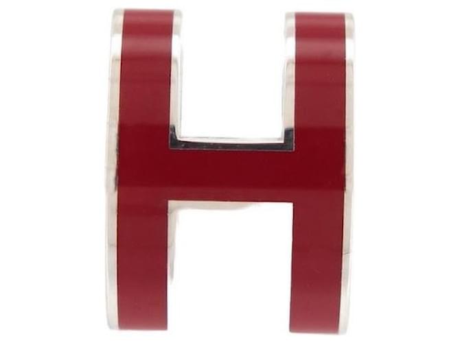 Hermès NEW HERMES POP H PENDANT RED LACQUER STEEL PALLADY H147991PF12 while Gold-plated  ref.1192034