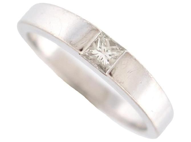 VINTAGE CARTIER TANK SOLITAIRE T RING54 In gold 18K DIAMOND PRINCESS 0.25CT RING White White gold  ref.1192048