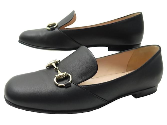 GUCCI HORSEBIT SHOES 466702 Church´s Loafers 37.5 Item 38.5 FR LEATHER BOX SHOES Black  ref.1192065