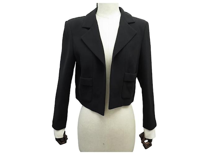 NEW SHORT CHANEL JACKET WITH REMOVABLE CUFFS P51350V38360 l 42 SILK JACKET Black  ref.1192098