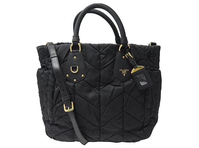 NEUF SAC A MAIN PRADA BN1543 SHOPPING NYLON MATELASSE BANDOULIERE HAND BAG Noir  ref.1192100