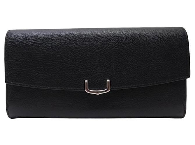 CARTIER CABOCHON LONG WALLET IN BLACK SEEDED LEATHER BLACK LEATHER WALLET  ref.1192104