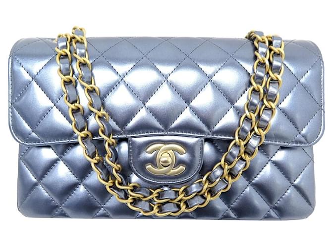 CHANEL SMALL TIMELESS CLASSIC CROSSBODY HANDBAG + BAG PURSE BOX Blue Leather  ref.1192134