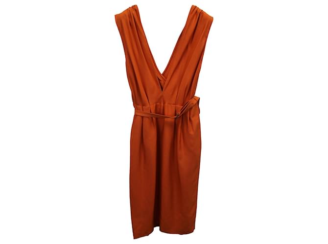 Bottega Veneta Knee-Length Dress in Orange Silk Coral  ref.1192136