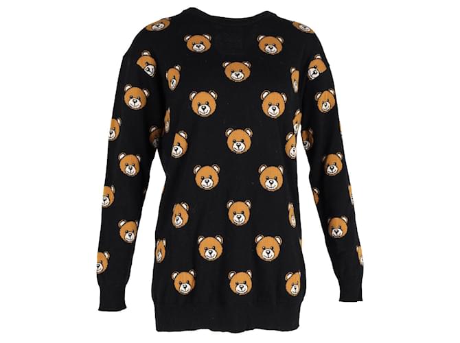 Moschino Allover Teddy Bear Sweater in Black Cotton  ref.1192143