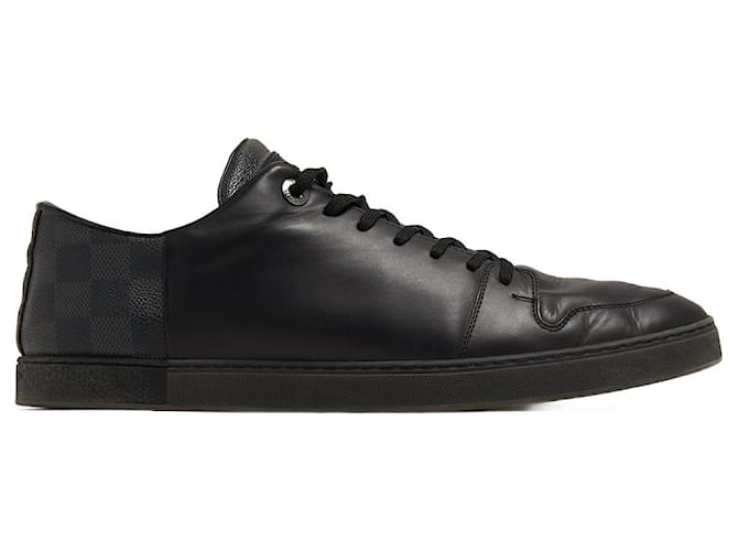 Louis Vuitton Damier Line-Up Sneakers aus schwarzem Leder  ref.1192156